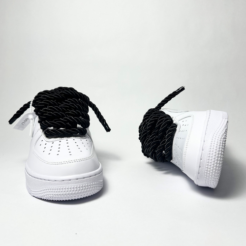 Nike Air Force 1 bílé Custom černé lesklé rope laces
