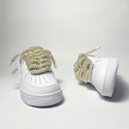 Nike Air Force 1 bílé Custom krémové lesklé rope laces