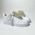 Nike Air Force 1 bílé Custom krémové lesklé rope laces