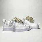 Nike Air Force 1 bílé Custom krémové lesklé rope laces