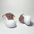 Nike Air Force 1 bílé Custom růžové lesklé rope laces