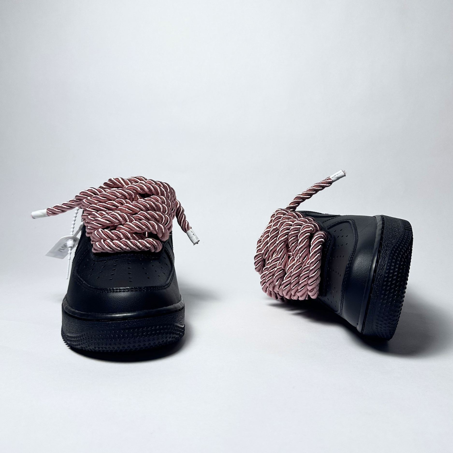 Nike Air Force 1 černé Custom růžové lesklé rope laces