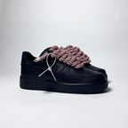 Nike Air Force 1 černé Custom růžové lesklé rope laces