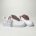 Nike Air Force 1 bílé Custom růžové lesklé rope laces