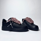 Nike Air Force 1 černé Custom růžové lesklé rope laces