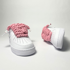 Nike Air Force 1 bílé Custom růžové tlusté rope laces