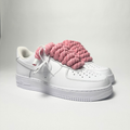 Nike Air Force 1 bílé Custom růžové tlusté rope laces