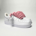 Nike Air Force 1 bílé Custom růžové tlusté rope laces