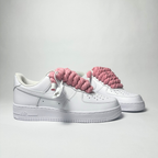Nike Air Force 1 bílé Custom růžové tlusté rope laces
