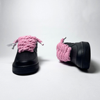 Nike Air Force 1 černé Custom růžové tlusté rope laces – pohled zepředu