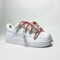 Nike Air Force 1 Custom bílé rope laces s růžovými Over laces – pohled ze strany