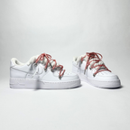 Nike Air Force 1 Custom bílé rope laces s růžovými Over laces – pohled zezadu