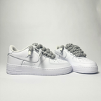 Nike Air Force 1 bílé Custom šedé tlusté rope laces