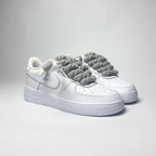 Nike Air Force 1 bílé Custom šedé tlusté rope laces