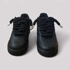 Custom Nike Air force 1 black with rope laces - Black