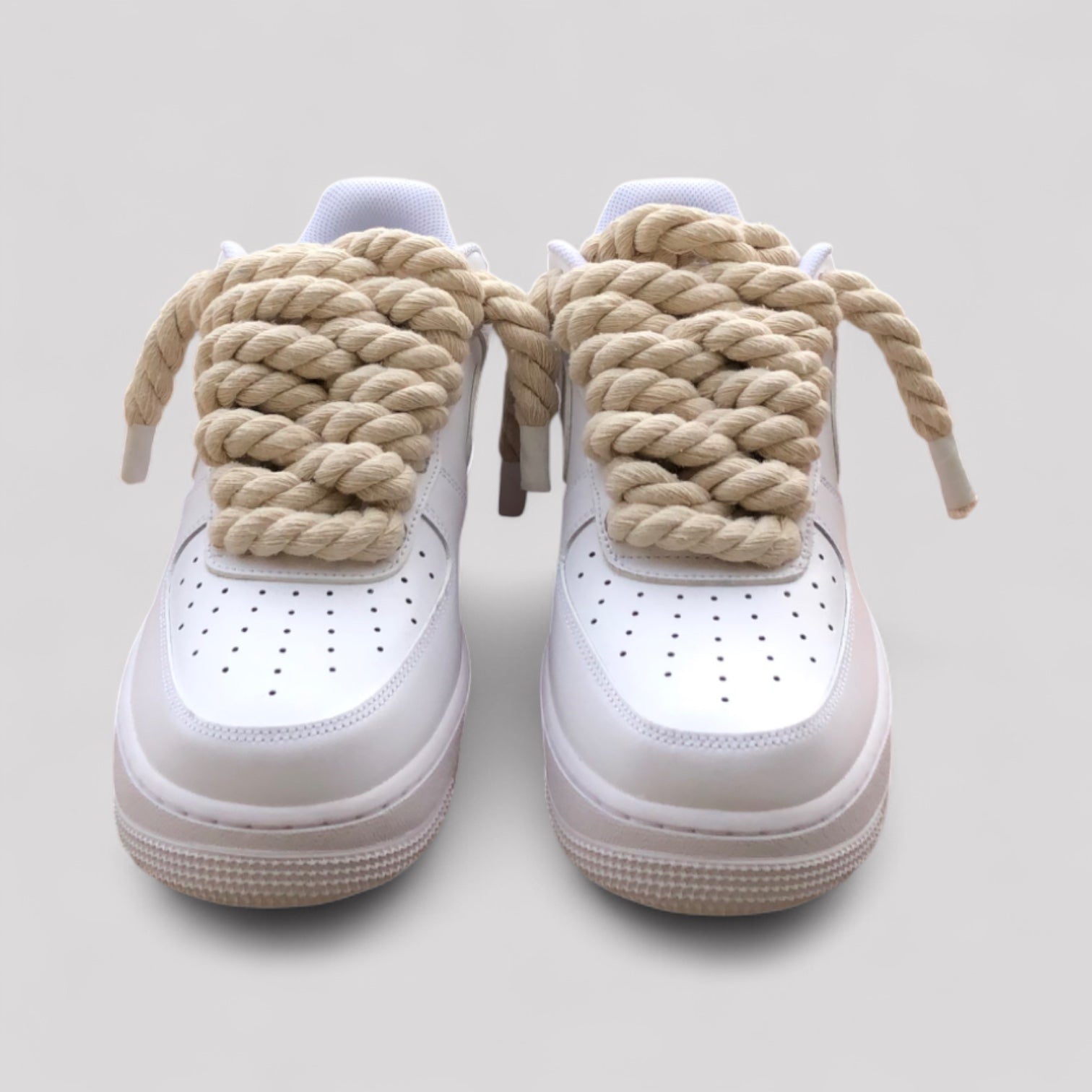 Custom Nike Air Force 1 with Rope Laces — Beige