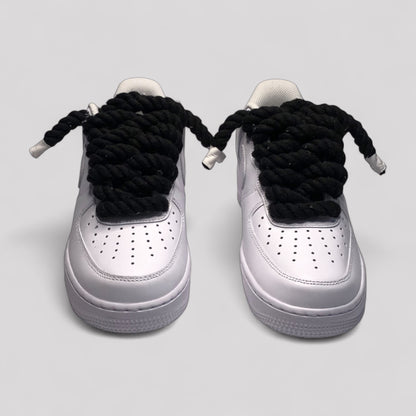 Custom Nike Air force 1 with rope laces - Black