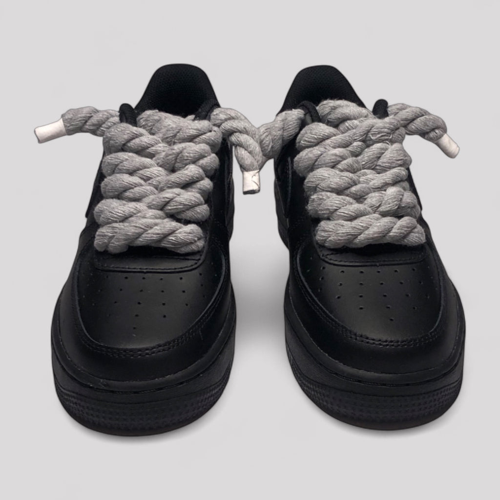 Nike Air Force 1 Custom černé s šedými rope laces