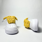 Nike Air Force 1 bílé Custom žluté tlusté rope laces – pohled zepředu