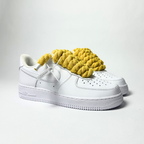 Nike Air Force 1 bílé Custom žluté tlusté rope laces – pohled ze strany